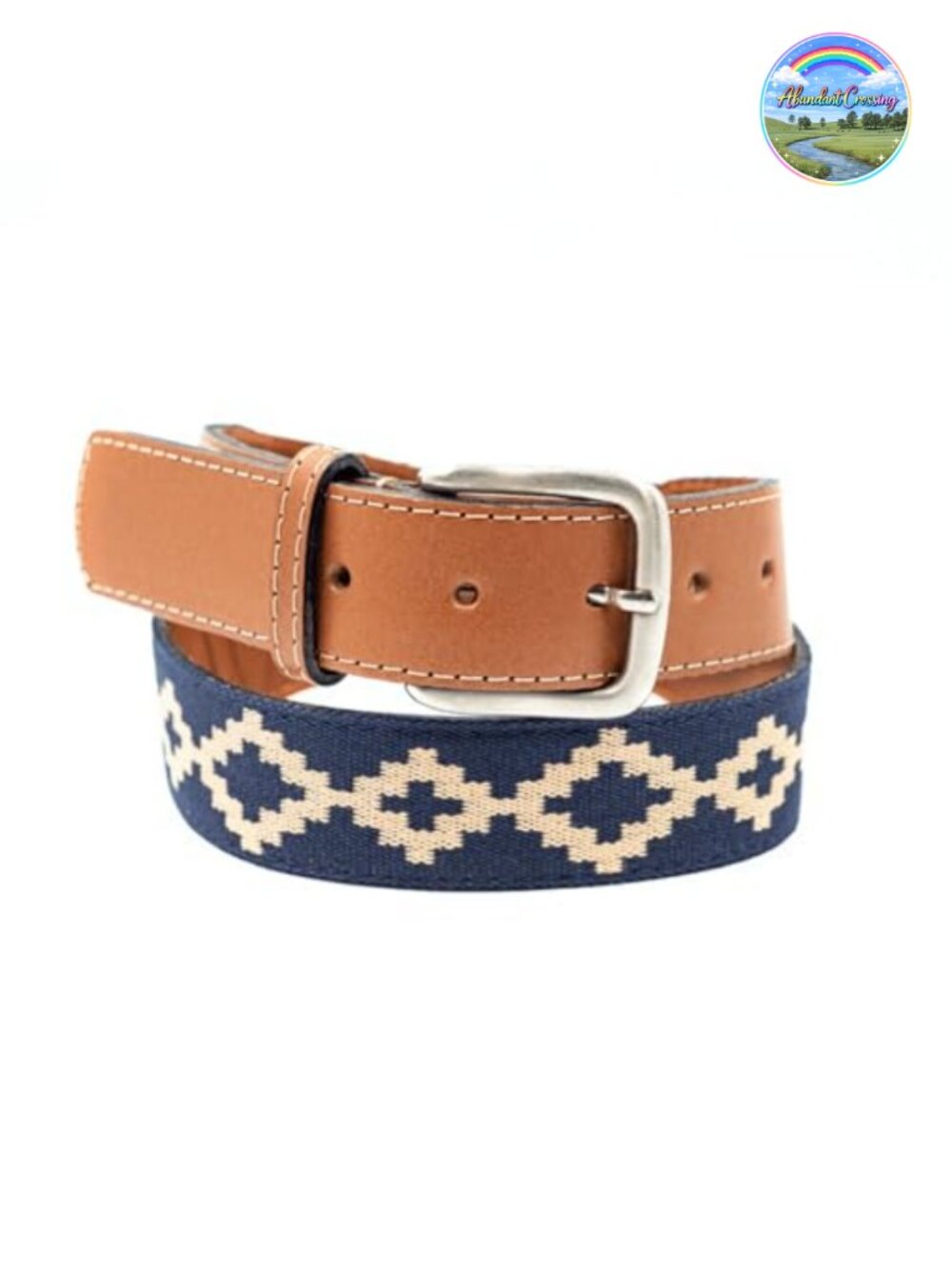 Handmade Woven Leather Golf Belt for Men - Pearl Cotton Stitching